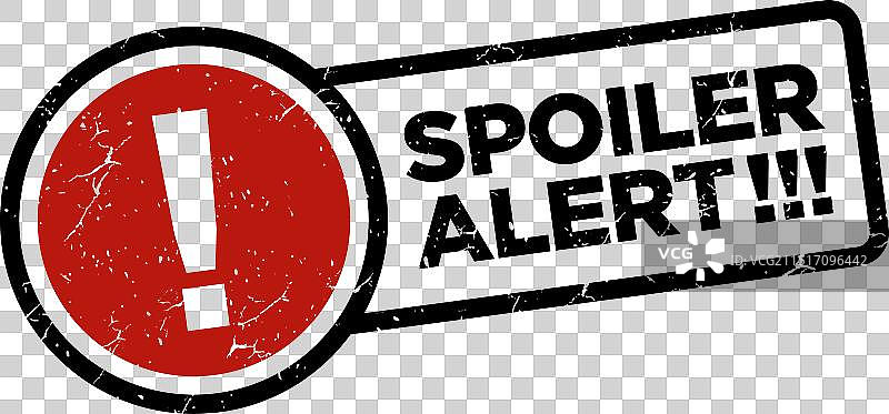 剧透警告红色橡胶印章图片素材