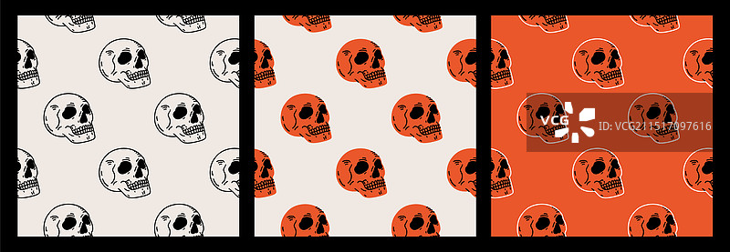 骷髅无缝图案集图片素材