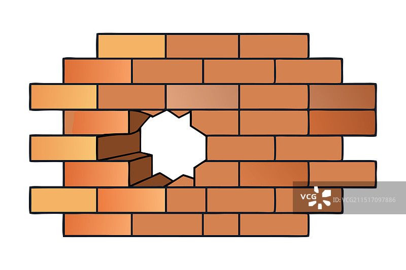 有明显孔洞的砖墙图片素材