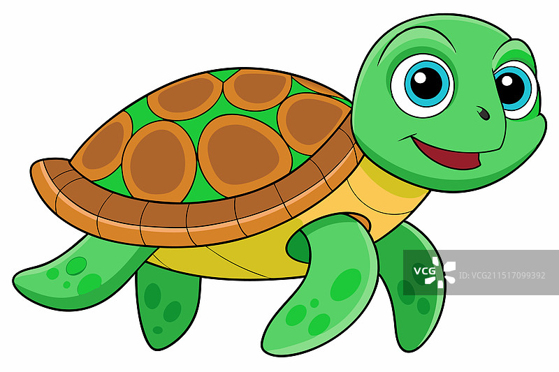 可爱的海龟填色页图片素材