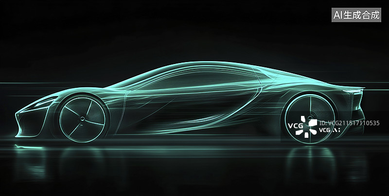 【AI数字艺术】未来汽车科技风阻实验图片素材