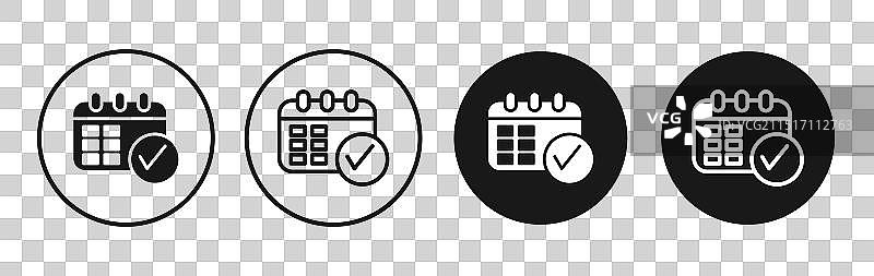 日历登记图标集黑色填充图片素材