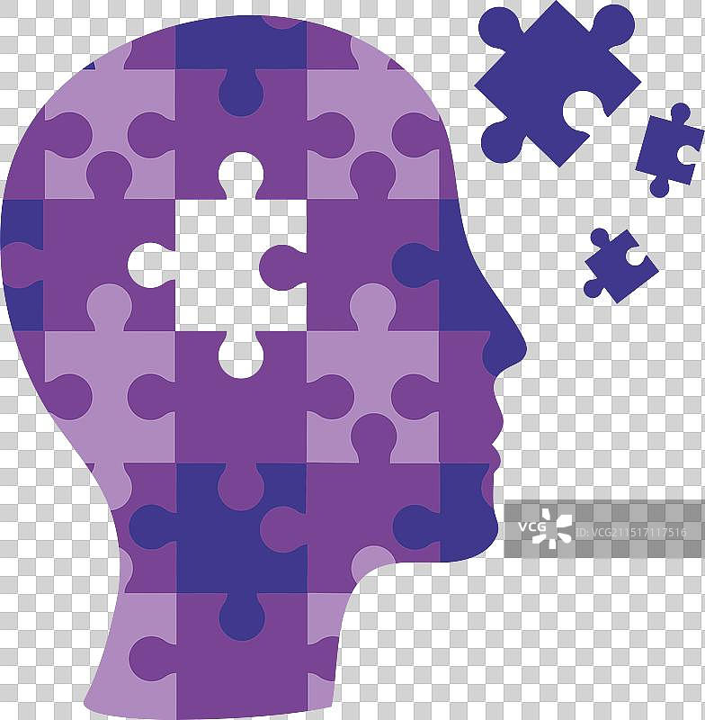 老年痴呆症日：大脑与紫色拼图图片素材