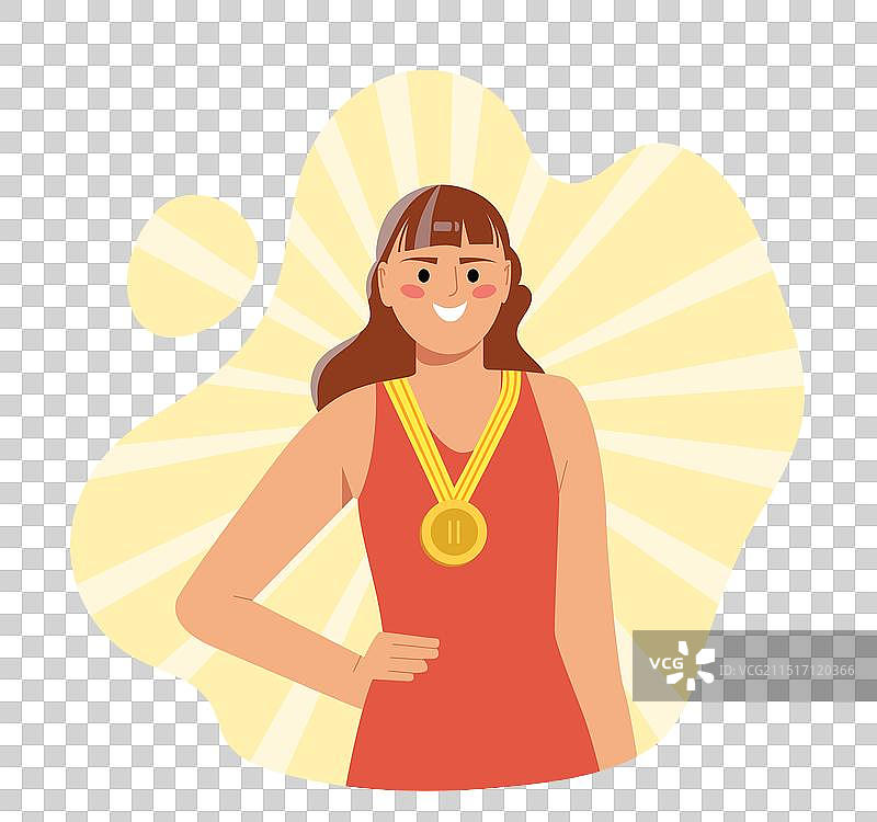 获得金牌的获胜女人图片素材