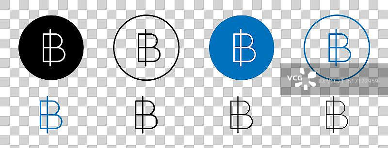 泰铢线条符号集图片素材