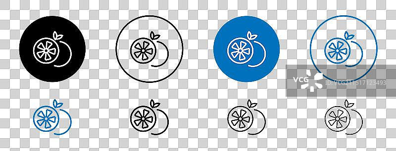 黑色填充和轮廓风格的柑橘图标集图片素材