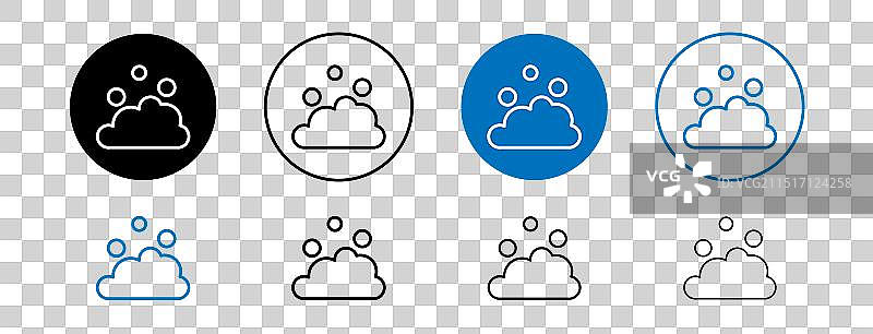 黑色填充和轮廓风格的泡沫图标集图片素材