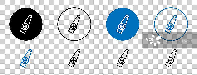 卡祖笛图标集黑色填充和轮廓样式图片素材
