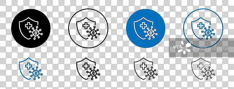 盾牌病毒线条图标集图片素材