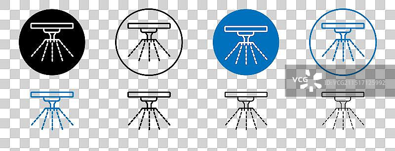 洒水器图标集黑色填充和轮廓样式图片素材