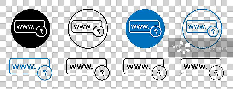 URL图标集黑色填充和轮廓样式图片素材