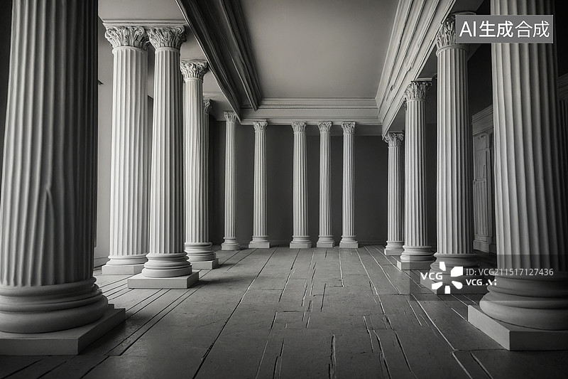 【AI数字艺术】古典柱式建筑内部图片素材