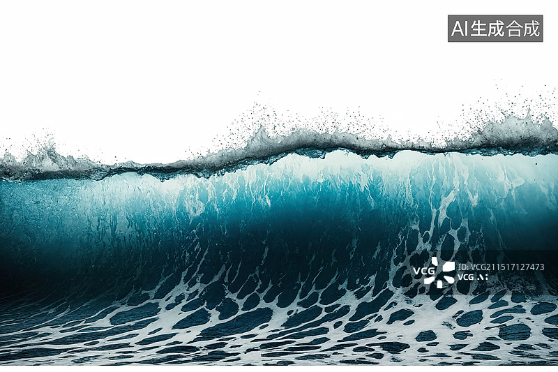 【AI数字艺术】蓝色海浪冲击瞬间图片素材