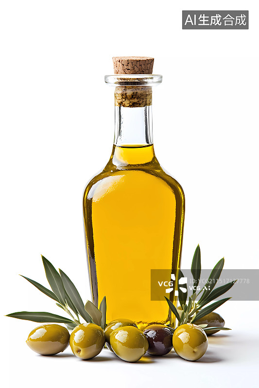 【AI数字艺术】透明玻璃瓶里的橄榄油图片素材
