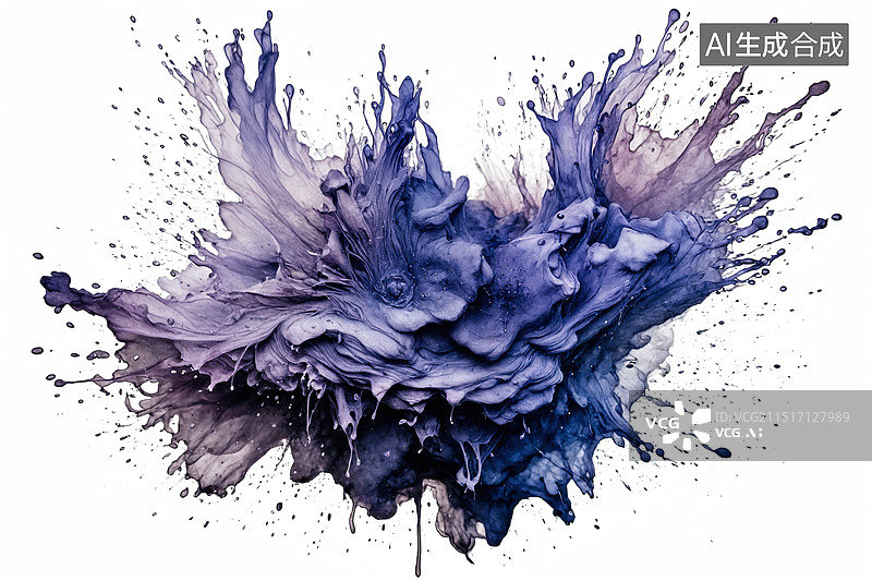 【AI数字艺术】紫墨飞溅图片素材