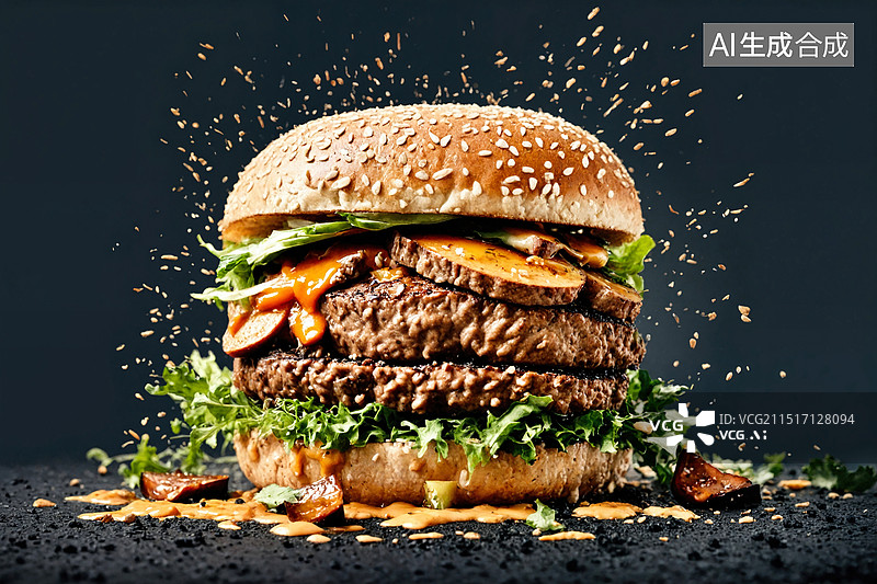 【AI数字艺术】美味汉堡的瞬间图片素材