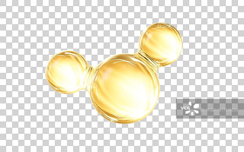 金色透明分子护肤概念3D渲染图片素材
