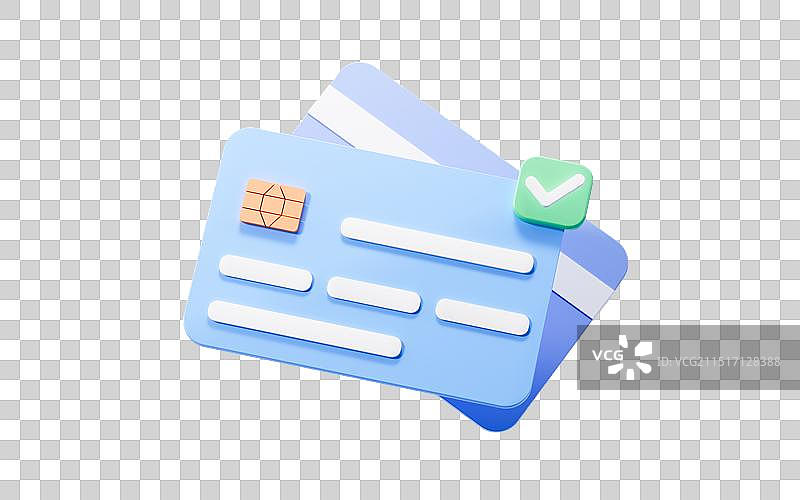 卡通银行卡信用卡模型3D渲染图片素材