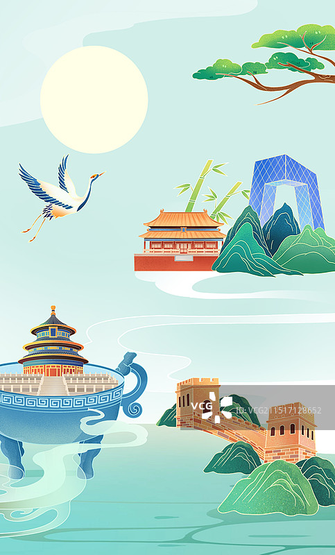 北京地标建筑插画图片素材