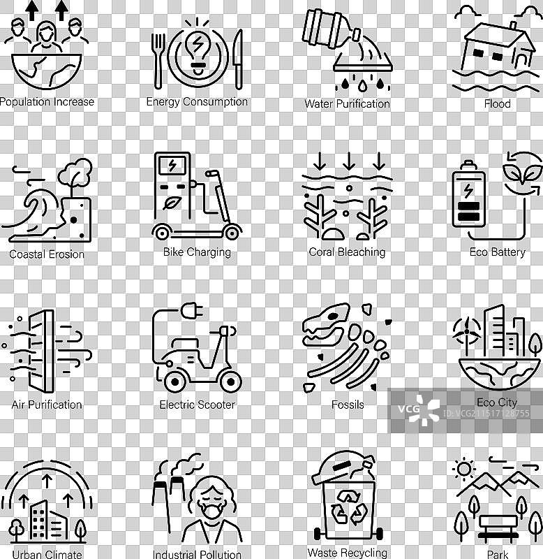 自然灾害与可持续发展线条图标图片素材