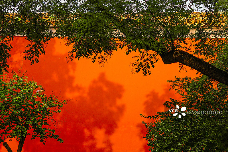 北京景山红墙图片素材