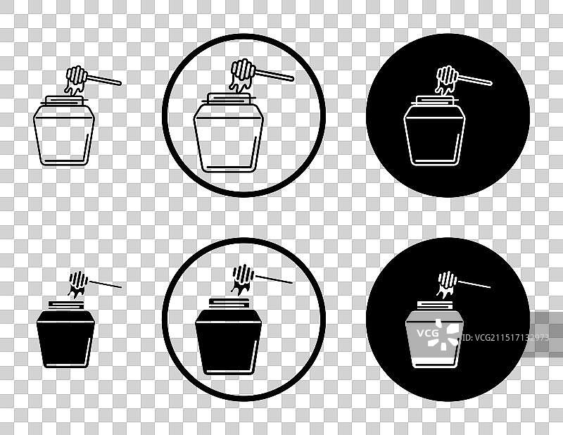 黑色填充和轮廓蜂蜜罐图标集图片素材