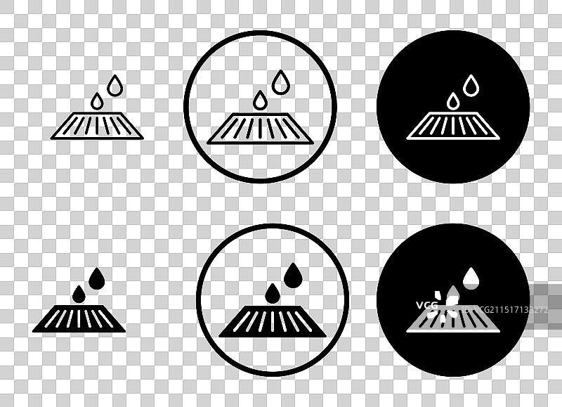 黑色填充和轮廓样式的井盖图标集图片素材
