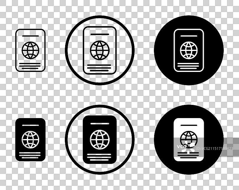 旅行主题护照图标集图片素材