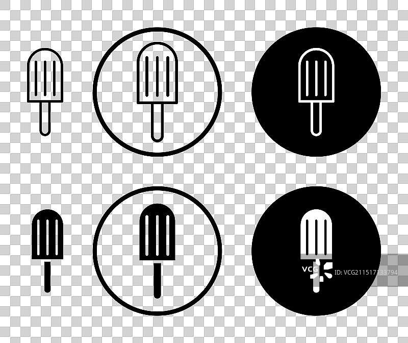 冰棍图标集（黑色填充和轮廓风格）图片素材