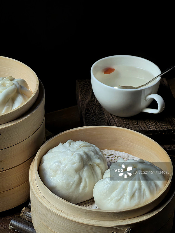 包子特写镜头（一组静物）图片素材