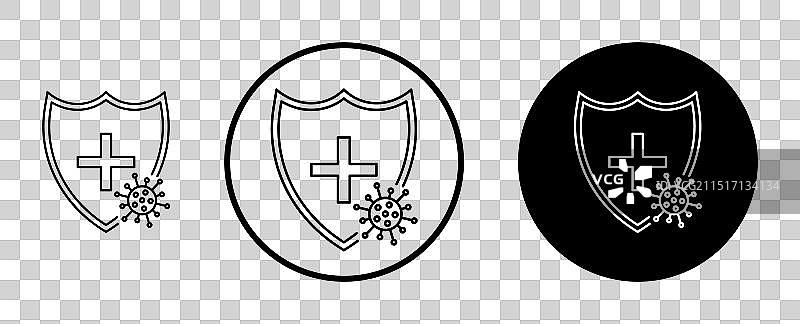 盾牌病毒线条图标集图片素材