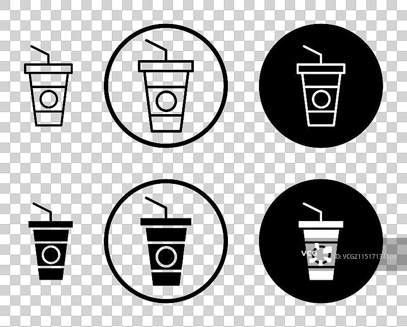 黑色填充和轮廓的杯子图标集图片素材