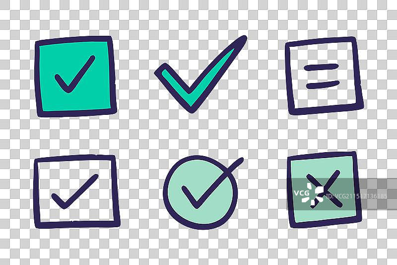 手绘涂鸦复选标记符号图片素材