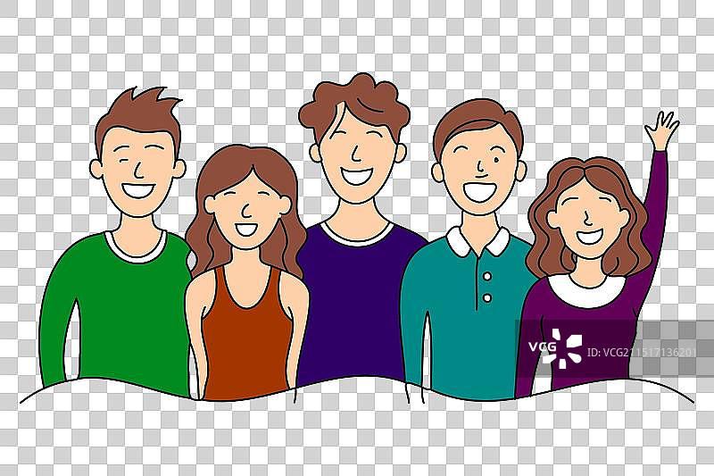 手绘的快乐积极人群图片素材