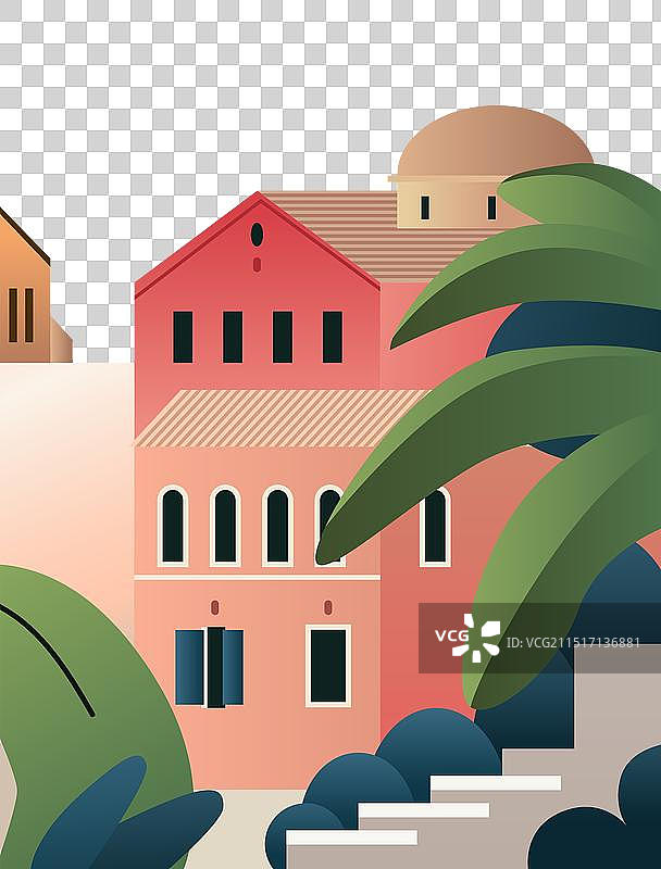 色彩鲜艳的地中海建筑图片素材