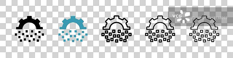 数字化转型图标黑色填充合集图片素材