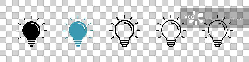 黑色填充描边灯泡图标集图片素材