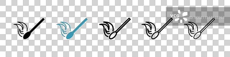 黑色填充描边火焰图标集图片素材