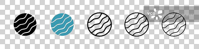 水星图标集黑色填充轮廓风格图片素材