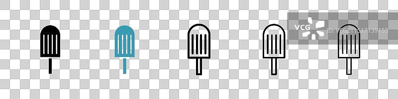 冰棍图标集（黑色填充和轮廓风格）图片素材