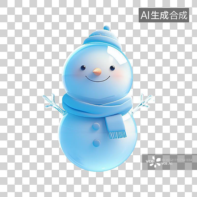 【AI数字艺术】雪人透明通透冬季免抠元素下雪图片素材