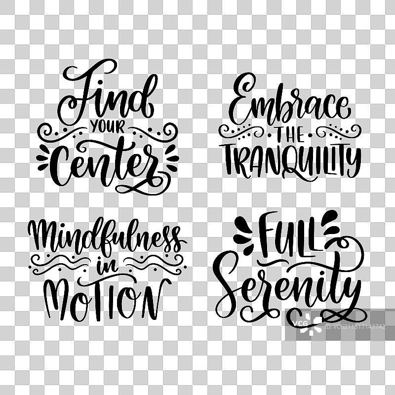 白色背景上的四个手绘字母短语图片素材