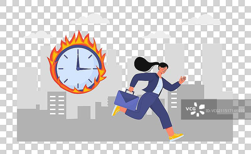 拿着公文包的迟到女商人图片素材