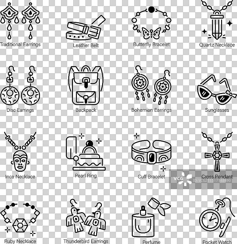 装饰品线性图标合集图片素材