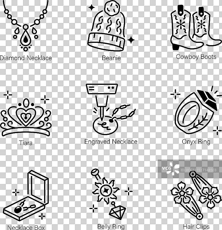 09款时尚单品线性图标图片素材