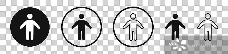 黑色填充和轮廓人物图标集图片素材