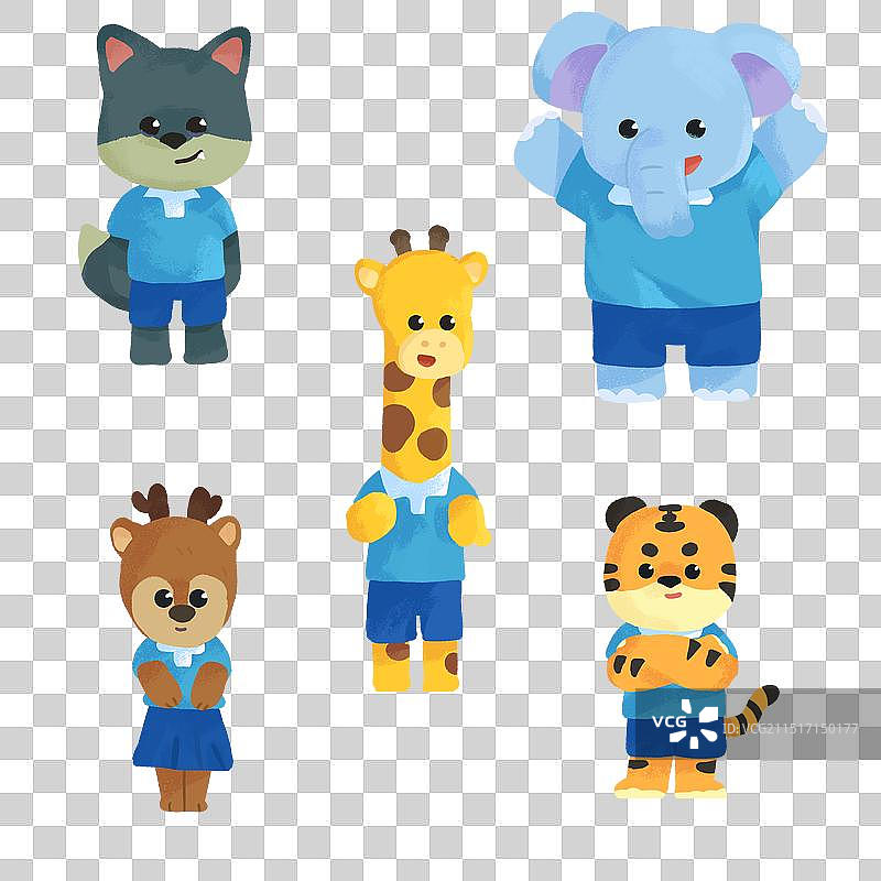 卡通可爱动物穿校服学生元素图片素材