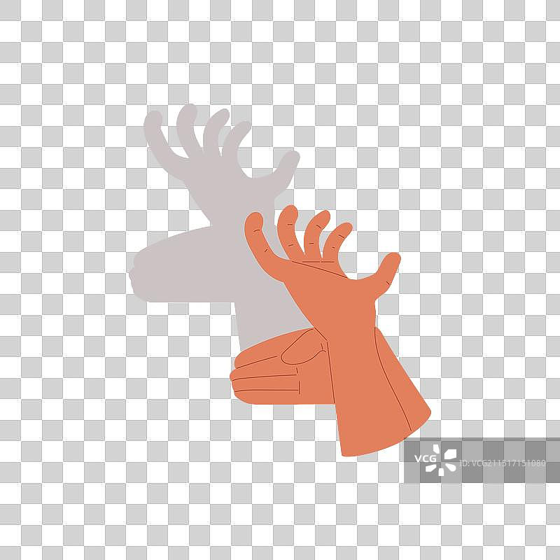 卡通风格手影鹿图标图片素材