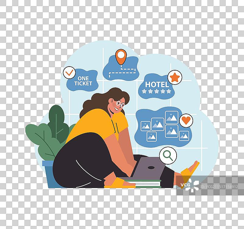 独自旅行或蜜月计划，女性预订图片素材