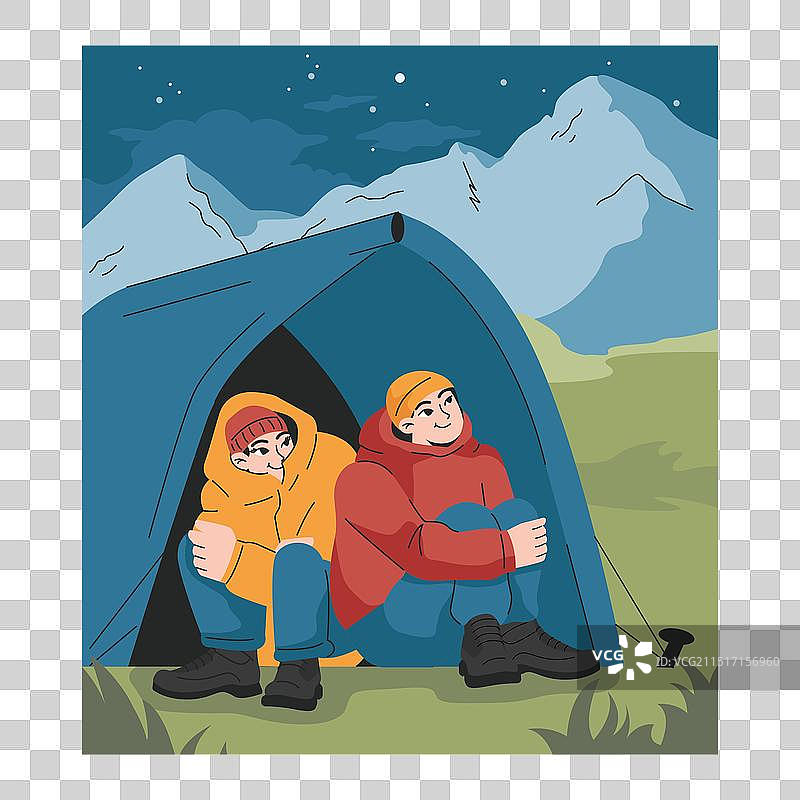 带背包的登山者图片素材